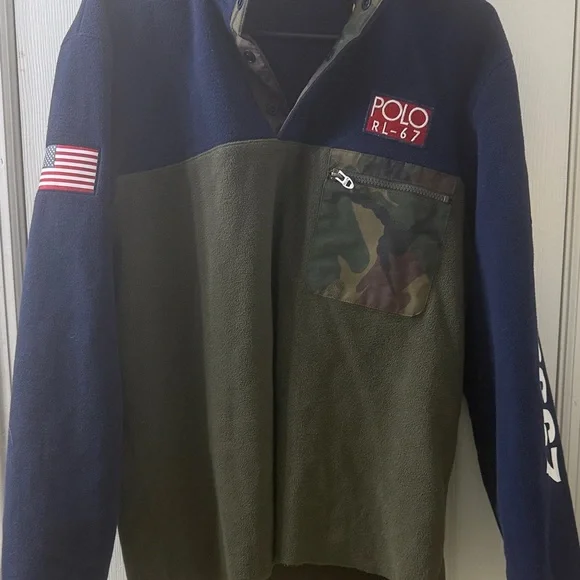 Polo Ralph Lauren Navy and camo Fleece Pullover P-93 RLPC67